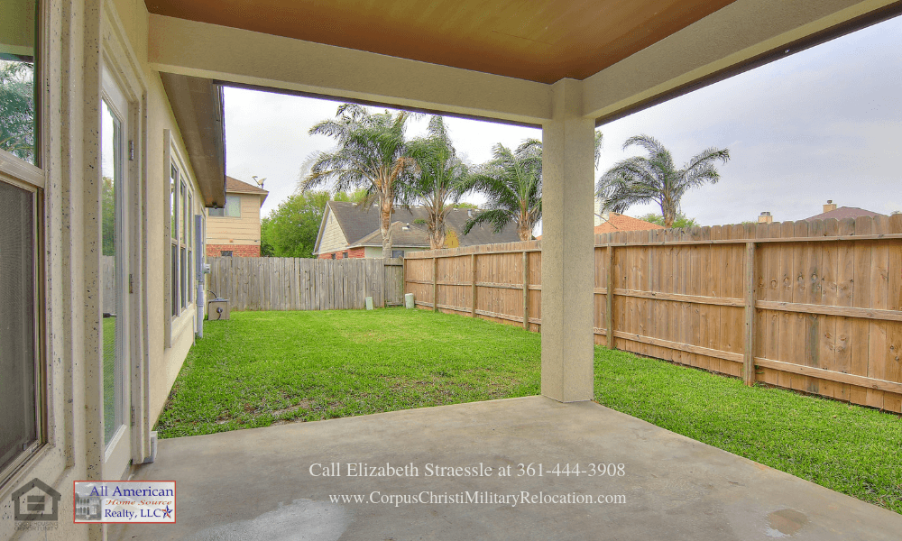 Real Estate Properties for Sale in Corpus Christi TX - Head to the covered patio of this Corpus Christi home for outdoor entertainment and relaxation. 