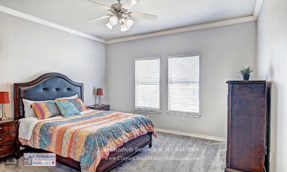 Corpus Christi TX Homes for Sale - Feel right at home in the light-filled master bedroom of this Corpus Christi TX home for sale. 